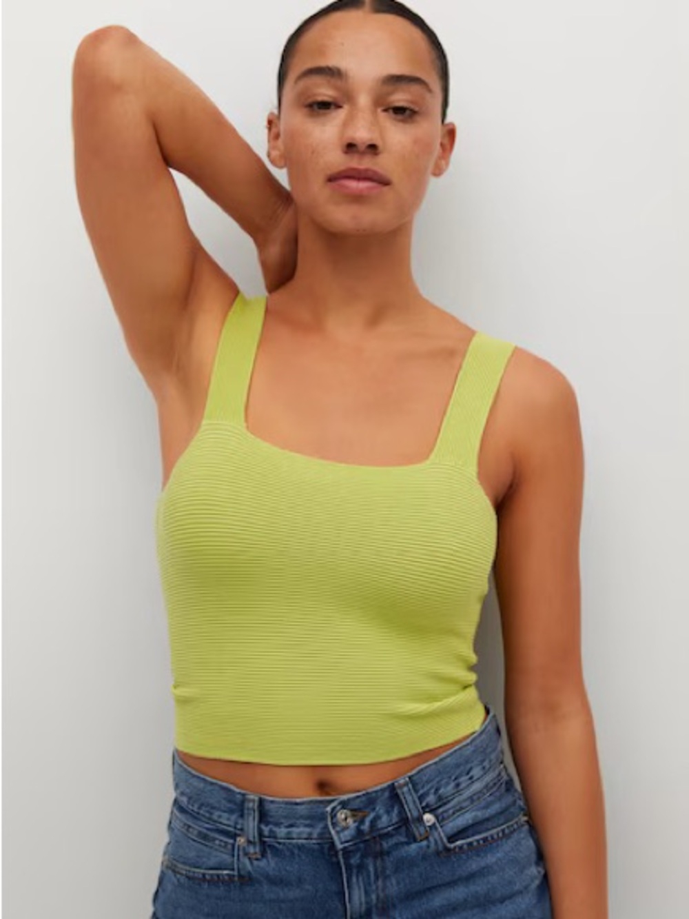 Mango Ribbed Crop Top